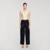 Broek met wijde pijpen en satijnglans Broek met wijde pijpen en satijnglans
