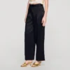Broek met wijde pijpen en satijnglans Broek met wijde pijpen en satijnglans