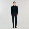 Elastische broek met rechte pijpen