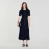 Gebreide maxi-jurk met ruches Gebreide maxi-jurk met ruches