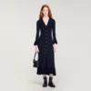 Gebreide maxi-jurk met ruches Gebreide maxi-jurk met ruches