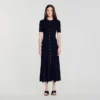 Gebreide maxi-jurk met ruches Gebreide maxi-jurk met ruches