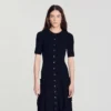 Gebreide maxi-jurk met ruches Gebreide maxi-jurk met ruches