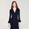 Gebreide maxi-jurk met ruches Gebreide maxi-jurk met ruches