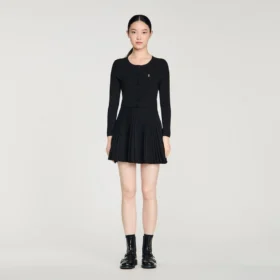 Geplooide gebreide mini-jurk