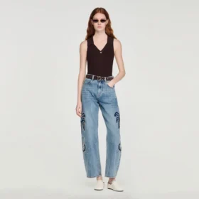 Geribbelde gebreide polo-bodysuit