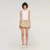 Gestreepte korte broek met bloemenborduursels Gestreepte korte broek met bloemenborduursels