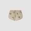Gestreepte korte broek met bloemenborduursels Gestreepte korte broek met bloemenborduursels