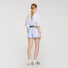 Gestreepte korte broek met jeansdetails Gestreepte korte broek met jeansdetails