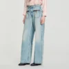 Jeans met rechte pijpen en lederen details Jeans met rechte pijpen en lederen details