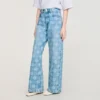 Jeans met wijde pijpen en bloemenprint Jeans met wijde pijpen en bloemenprint