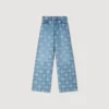 Jeans met wijde pijpen en bloemenprint Jeans met wijde pijpen en bloemenprint
