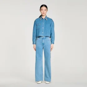Jeans-overhemd met strass-steentjes
