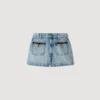 Jeansshort met lederen details Jeansshort met lederen details