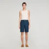 Jeansshort met vierkante kruisnaad Jeansshort met vierkante kruisnaad