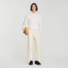 Katoenen en linnen broek met wijde pijpen Katoenen en linnen broek met wijde pijpen