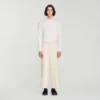 Katoenen en linnen broek met wijde pijpen Katoenen en linnen broek met wijde pijpen