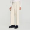 Katoenen en linnen broek met wijde pijpen Katoenen en linnen broek met wijde pijpen