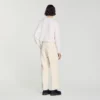 Katoenen en linnen broek met wijde pijpen Katoenen en linnen broek met wijde pijpen