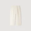 Katoenen en linnen broek met wijde pijpen Katoenen en linnen broek met wijde pijpen