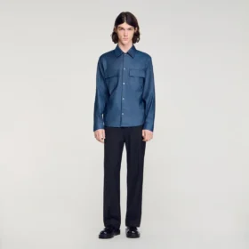 Katoenen en linnen overhemd met Jeans-effect