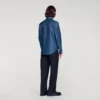 Katoenen en linnen overhemd met Jeans-effect Katoenen en linnen overhemd met Jeans-effect