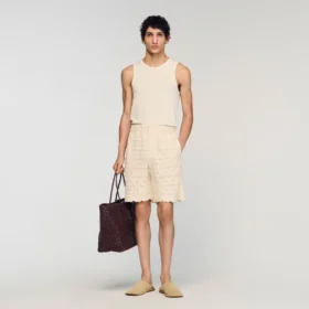Katoenen short met broderie anglaise