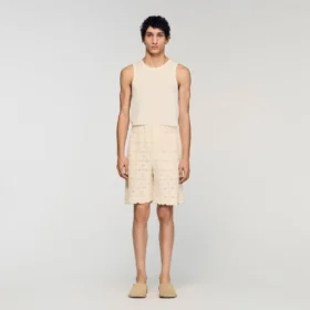 Katoenen short met broderie anglaise