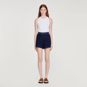 Korte broek met hoge taille in gehaakte stijl
