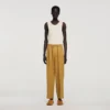 Linnen broek met wijde pijpen en elastische tailleband Linnen broek met wijde pijpen en elastische tailleband