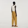 Linnen broek met wijde pijpen en elastische tailleband Linnen broek met wijde pijpen en elastische tailleband