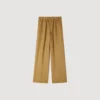 Linnen broek met wijde pijpen en elastische tailleband Linnen broek met wijde pijpen en elastische tailleband