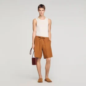 Linnen short met elastische tailleband Linnen short met elastische tailleband