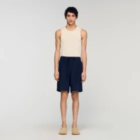 Linnen short met elastische tailleband