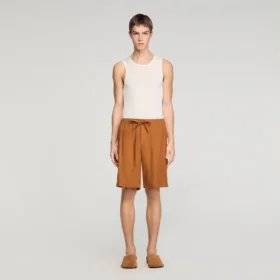 Linnen short met elastische tailleband Linnen short met elastische tailleband