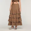 Maxi-rok met ruches en strass-steentjes Maxi-rok met ruches en strass-steentjes