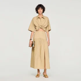 Maxi-rok van katoen met strass-steentjes