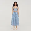 Maxi-rok van linnen met gingham-print Maxi-rok van linnen met gingham-print