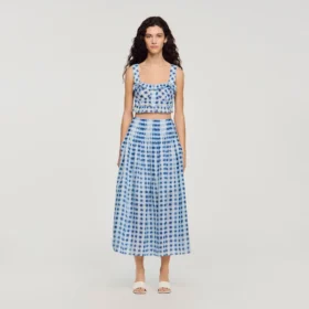 Maxi-rok van linnen met gingham-print Maxi-rok van linnen met gingham-print