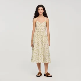 Midi-jurk met bloemenprint en bandjes