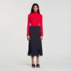 Midi-rok van gemengd materiaal met kant Midi-rok van gemengd materiaal met kant