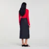 Midi-rok van gemengd materiaal met kant Midi-rok van gemengd materiaal met kant