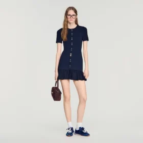 Mini-gebreide jurk met ruches