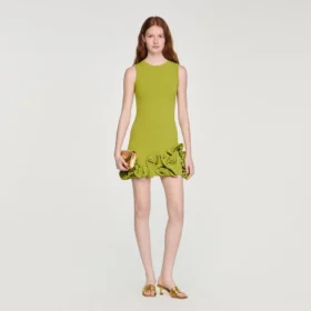 Mini-jurk van gebreid stof met bloemenprint