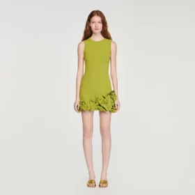 Mini-jurk van gebreid stof met bloemenprint