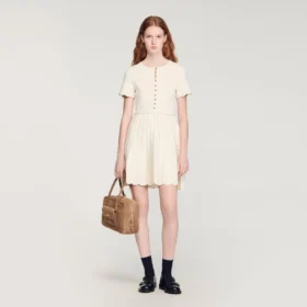 Mini-jurk van pointelle-breisel