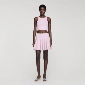 Mini-rok van gebreide stof met strass-steentjes