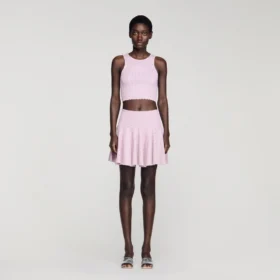 Mini-rok van gebreide stof met strass-steentjes