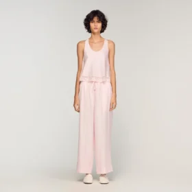 Satijnen broek met wijde pijpen