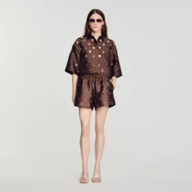 Shorts met verweerde look en strass-steentjes